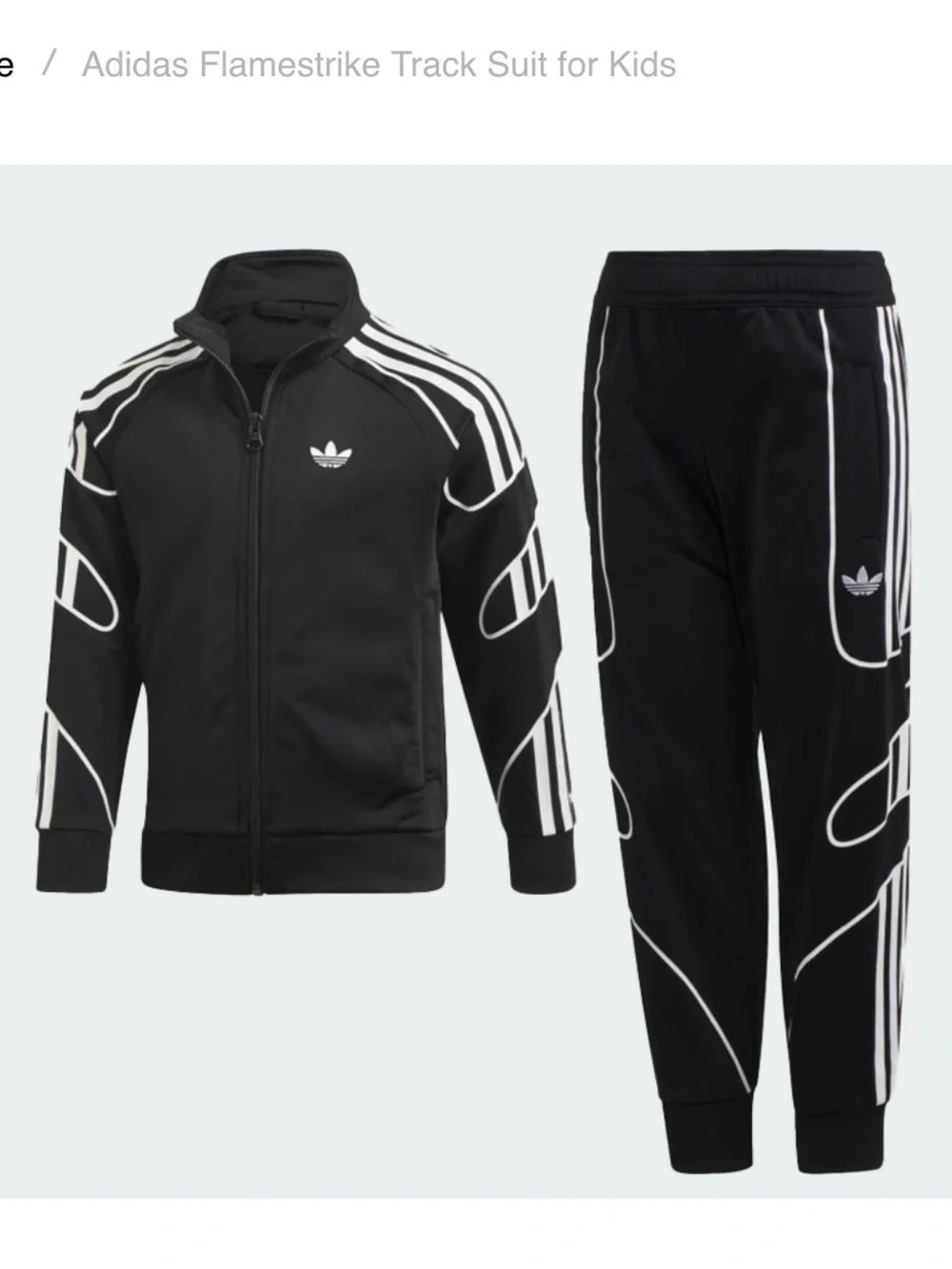 adidas Black Kids Track Jacket and Pants with White Stripes